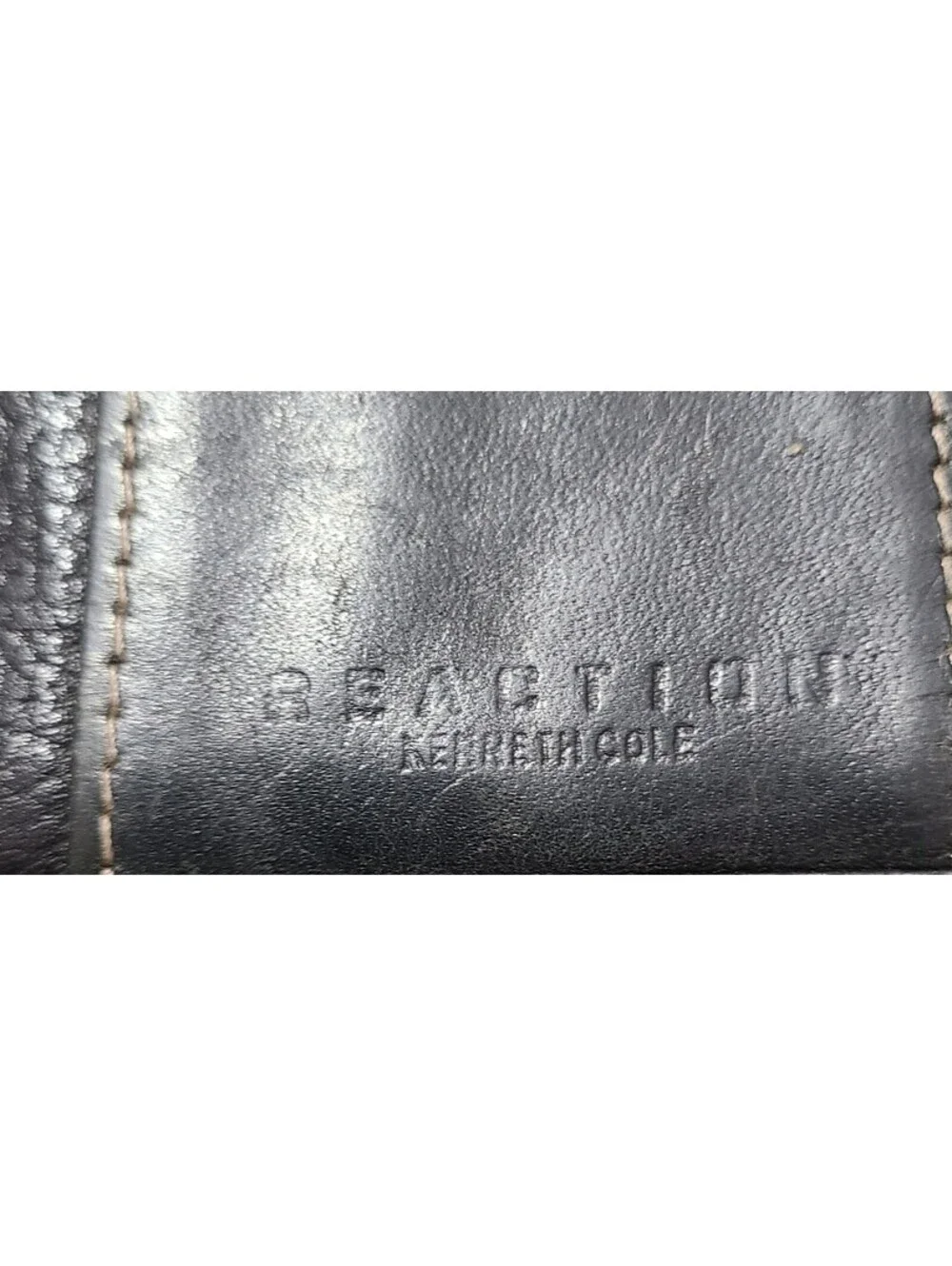 Vtg Kenneth Cole Reaction Black Leather Trifold Wallet  Clutch CC Organizer FUC